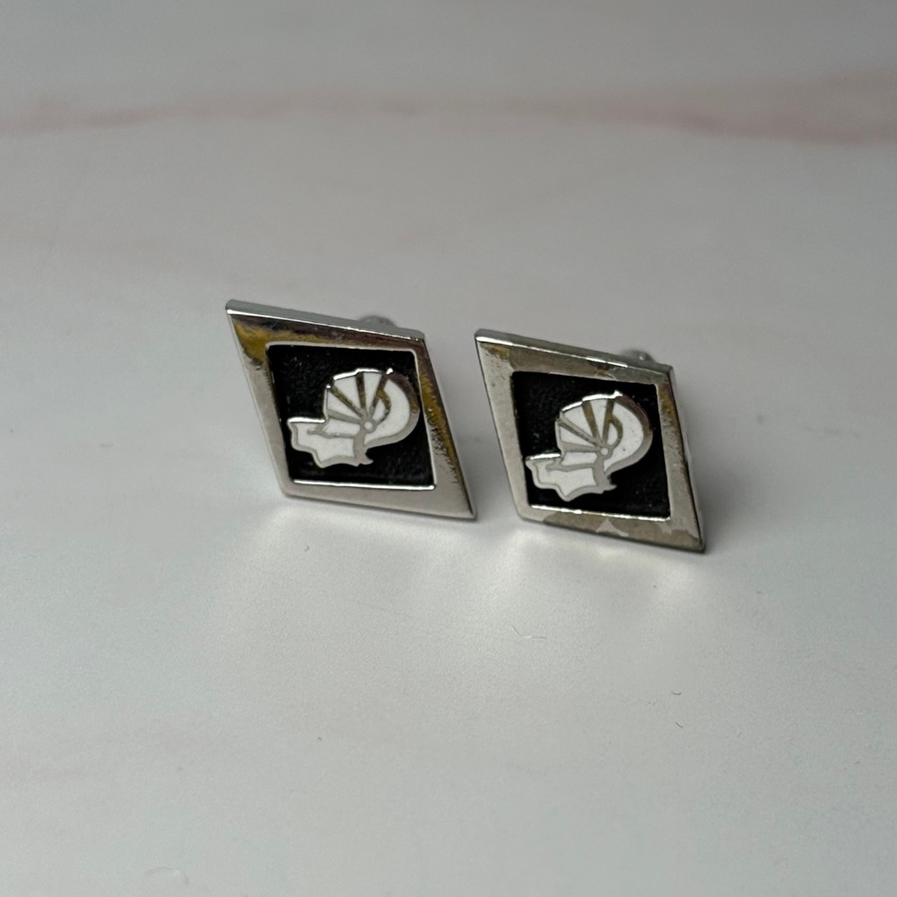 Vintage‎ Rhodium Plated Shields Cufflinks Knight Helmet Crest Symbol Mens Formal